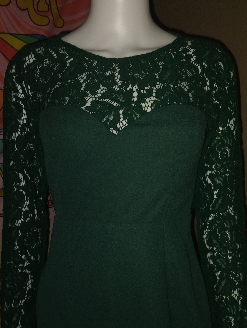 Lulus Whenever You Call Forest Green Lace Maxi Dress Sz M - Picture 5 of 8